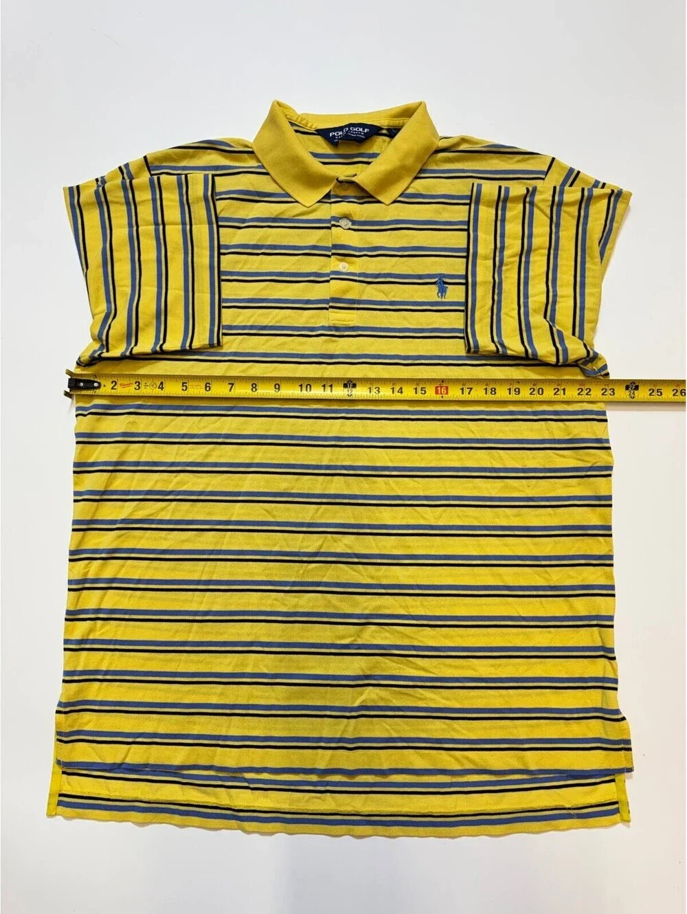 Lot of 2 Polo Ralph Lauren Polo Shirts Mens L Gray Yellow Striped Golf